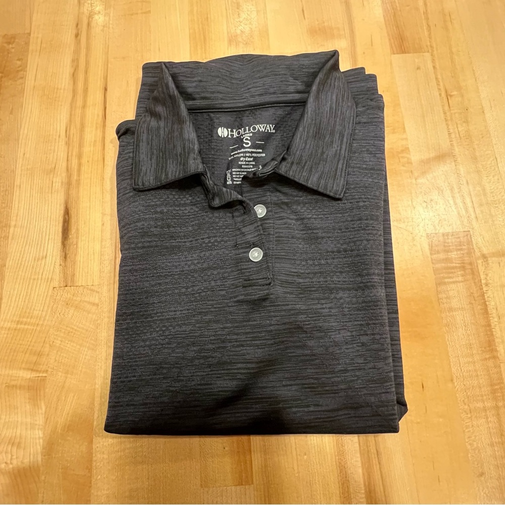 ✅Holloway small polo top stretch quickdry golf pro shirt collared dark grey wick